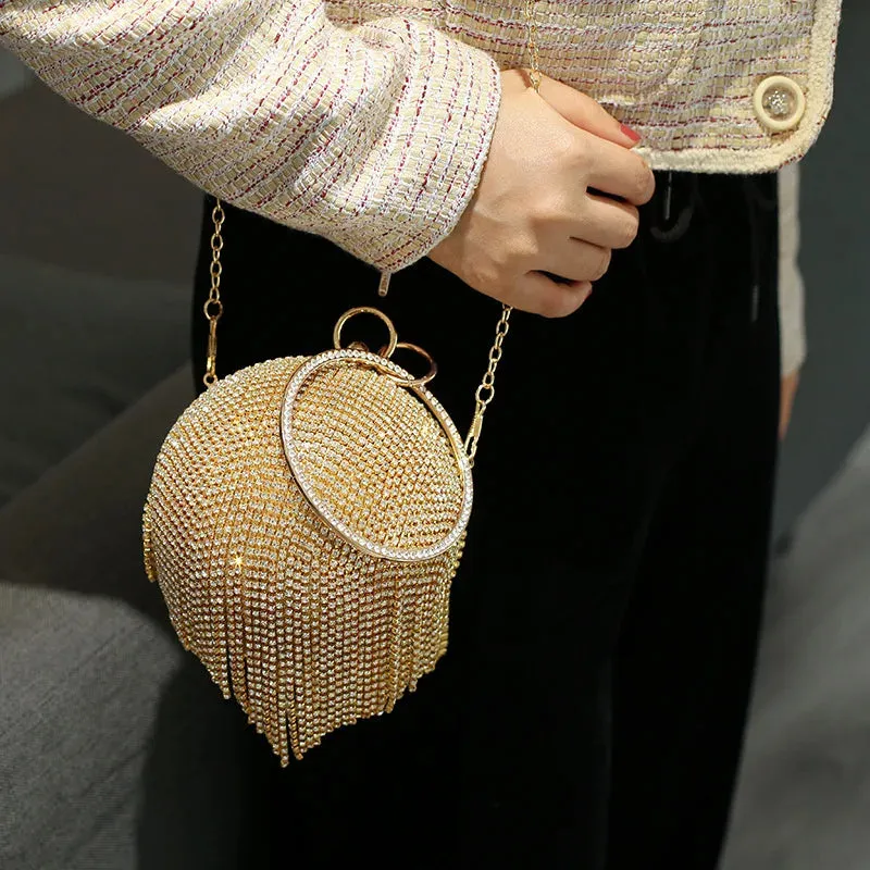 2022 Fashion Mini Tassels Clutch Bag Ladies Ring Handbag Clutches