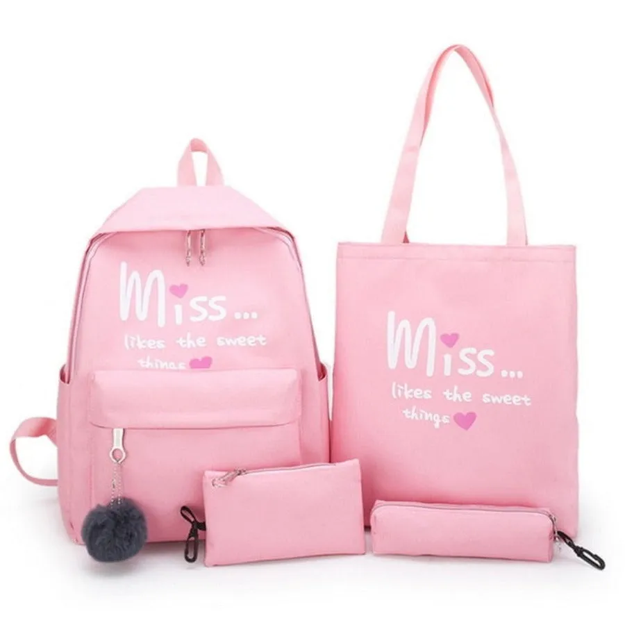 4Pcs Set School Backpack