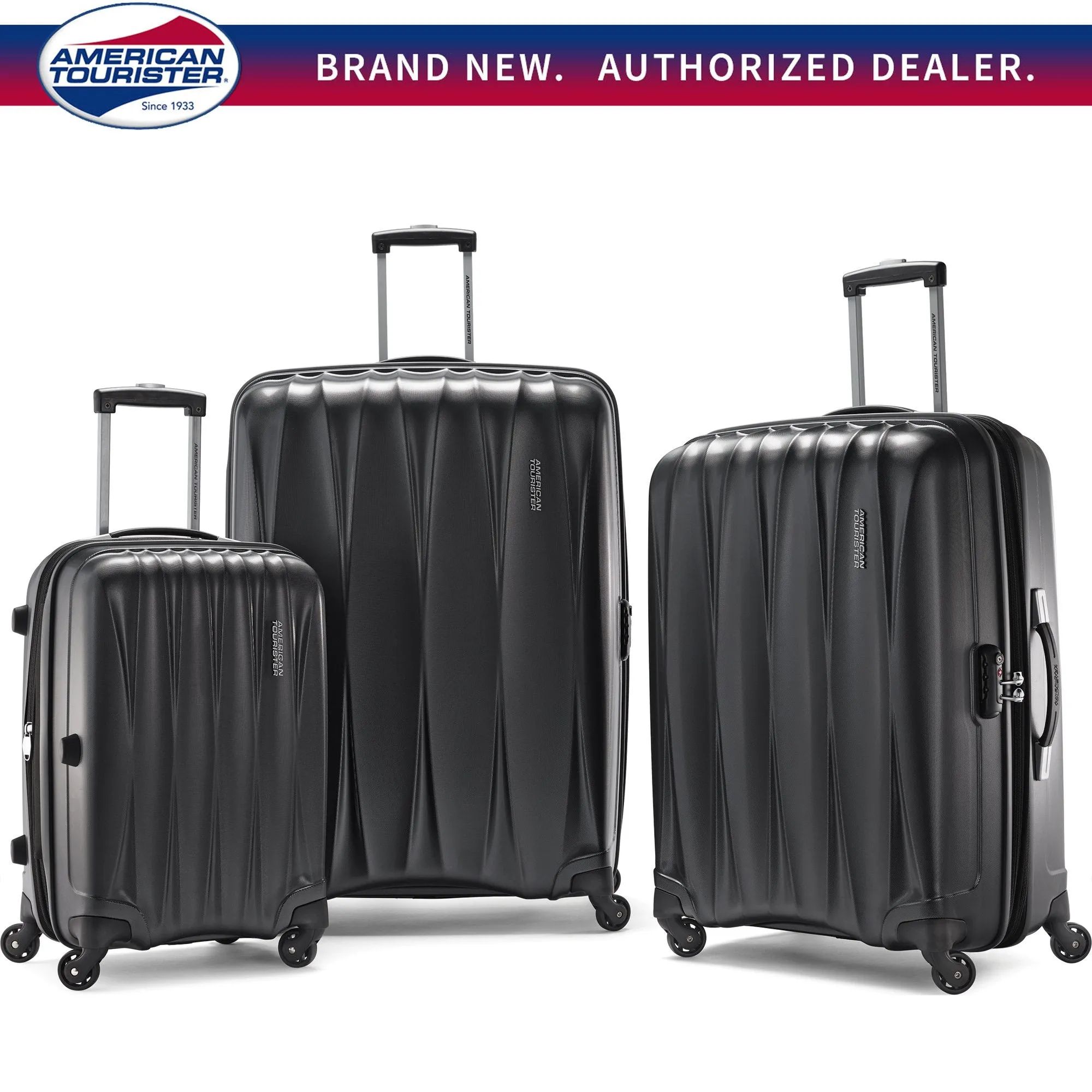 American Tourister Arona Premium Hardside Spinner 3Pcs Luggage Set 20" 25" 29" (Charcoal)