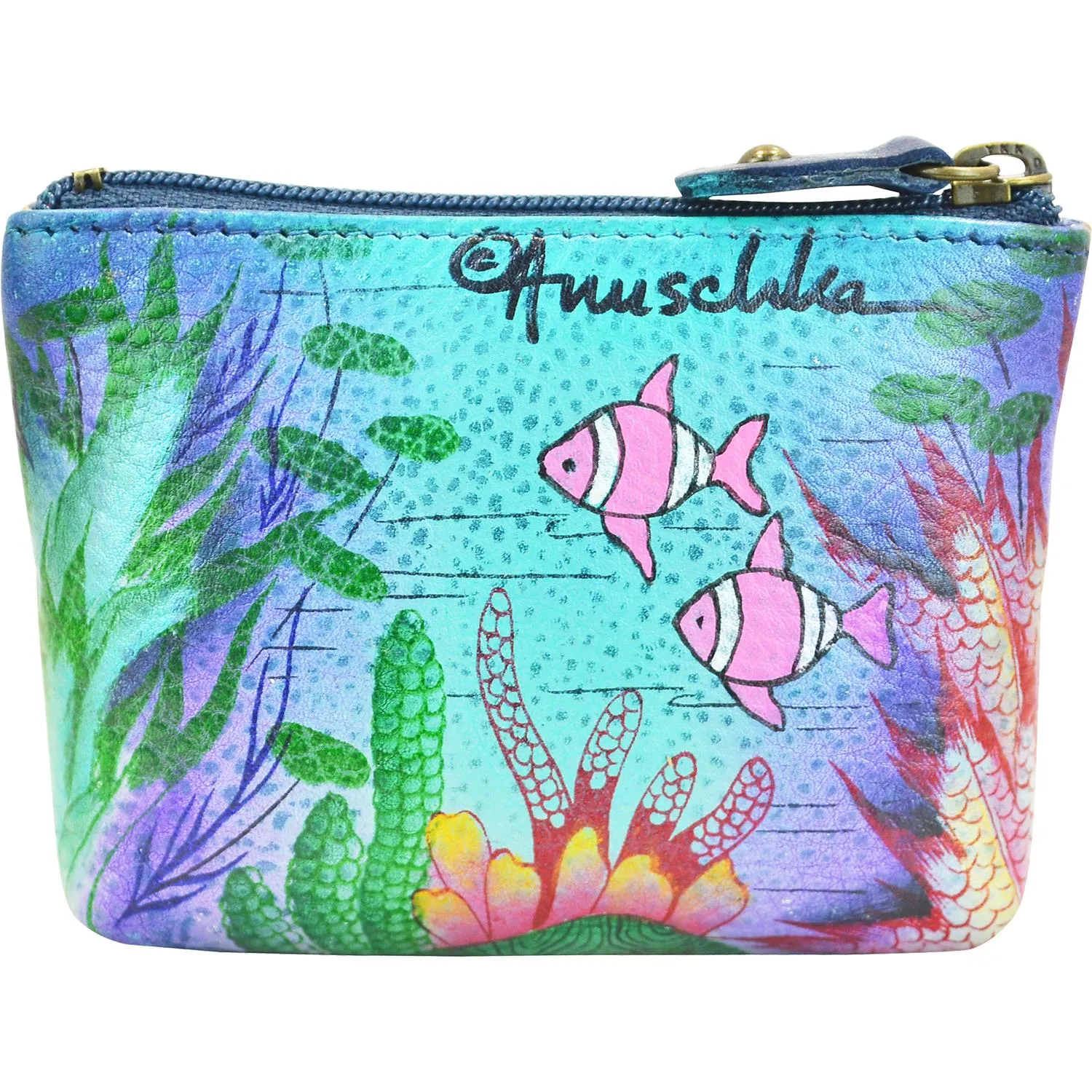 Anuschka Coin Pouch Dolphin World Leather