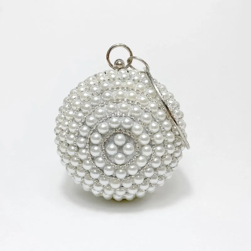 Black Gold Silver Pvc Geometric Pearl Round Evening Bags