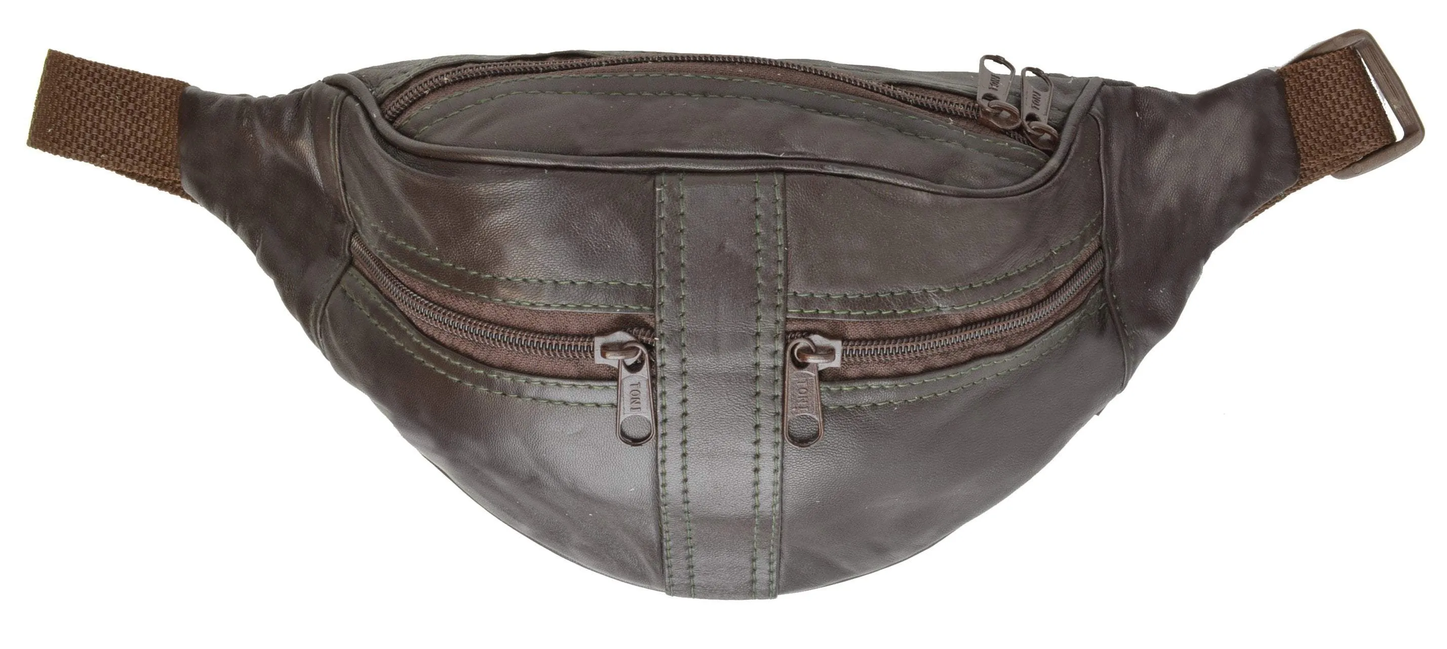 Brown Leather Waist Fanny Pack Belt Bag Pouch Travel Hip Purse