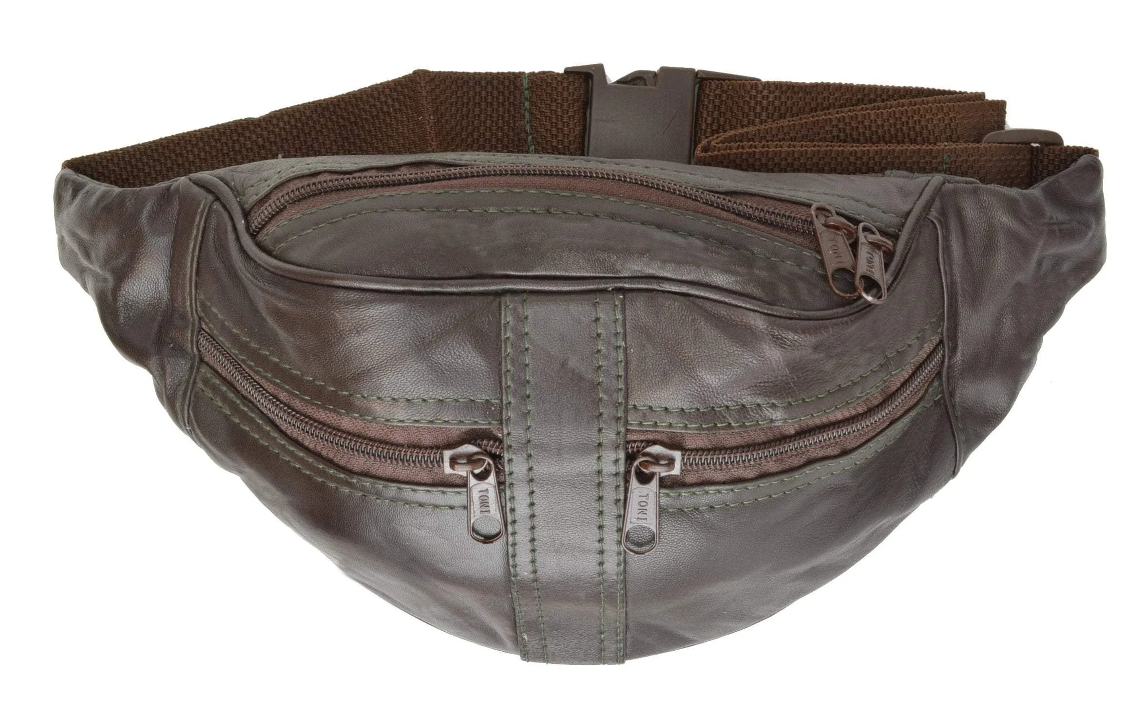 Brown Leather Waist Fanny Pack Belt Bag Pouch Travel Hip Purse