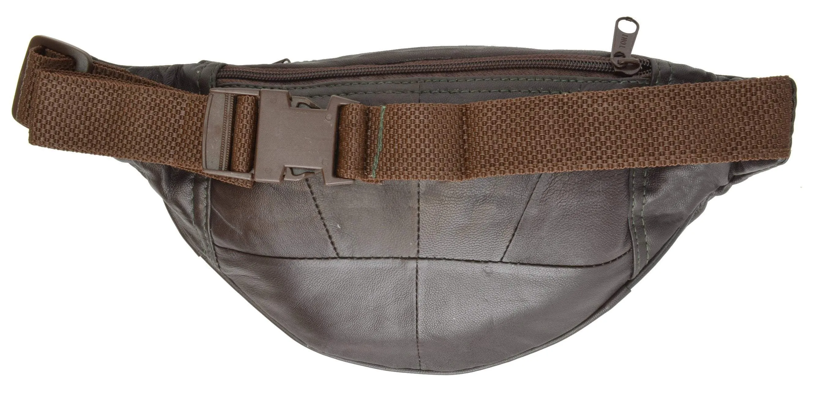 Brown Leather Waist Fanny Pack Belt Bag Pouch Travel Hip Purse