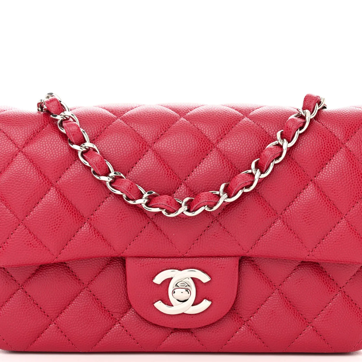 Caviar Quilted Mini Rectangular Flap Dark Pink