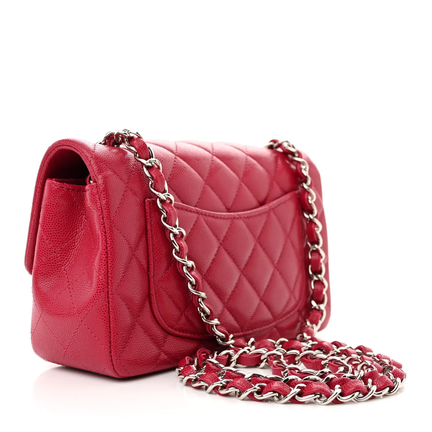 Caviar Quilted Mini Rectangular Flap Dark Pink