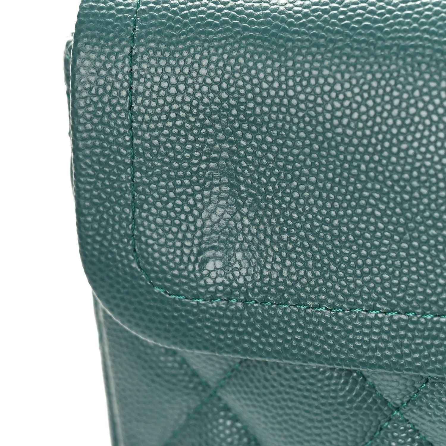 Caviar Quilted Small Double Flap Green