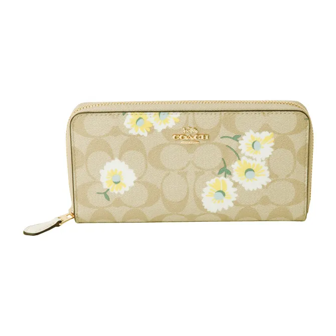 C.O.A.C.H Signature Accordion Zip Wallet With Daisy Flowers