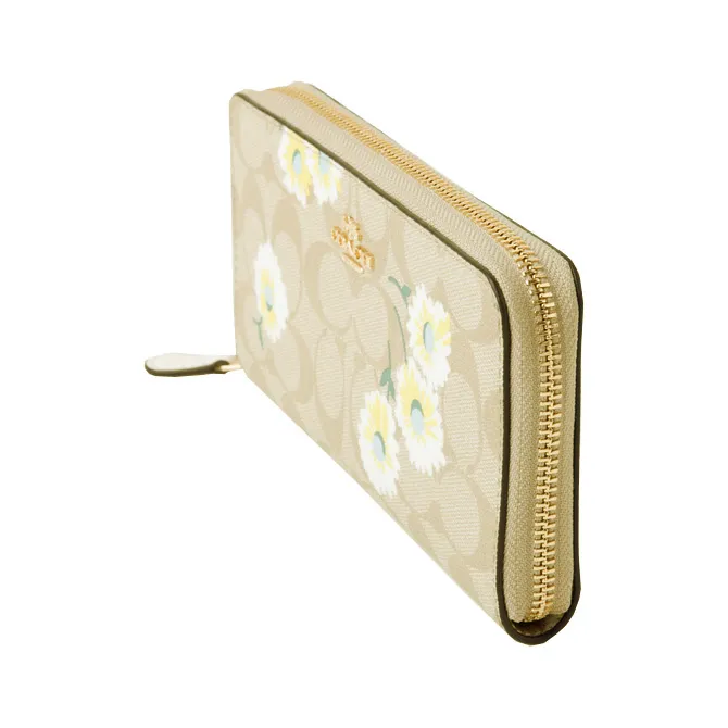 C.O.A.C.H Signature Accordion Zip Wallet With Daisy Flowers