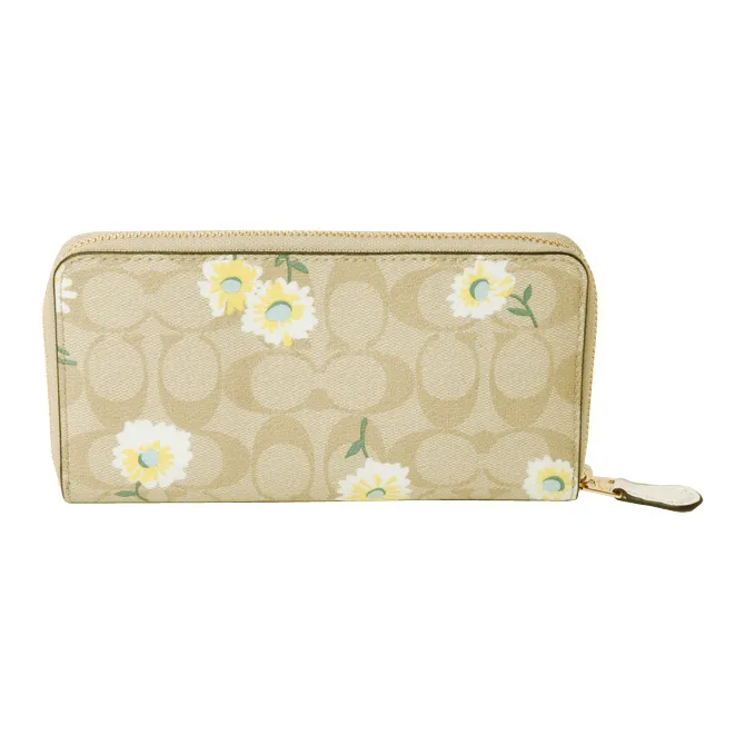 C.O.A.C.H Signature Accordion Zip Wallet With Daisy Flowers