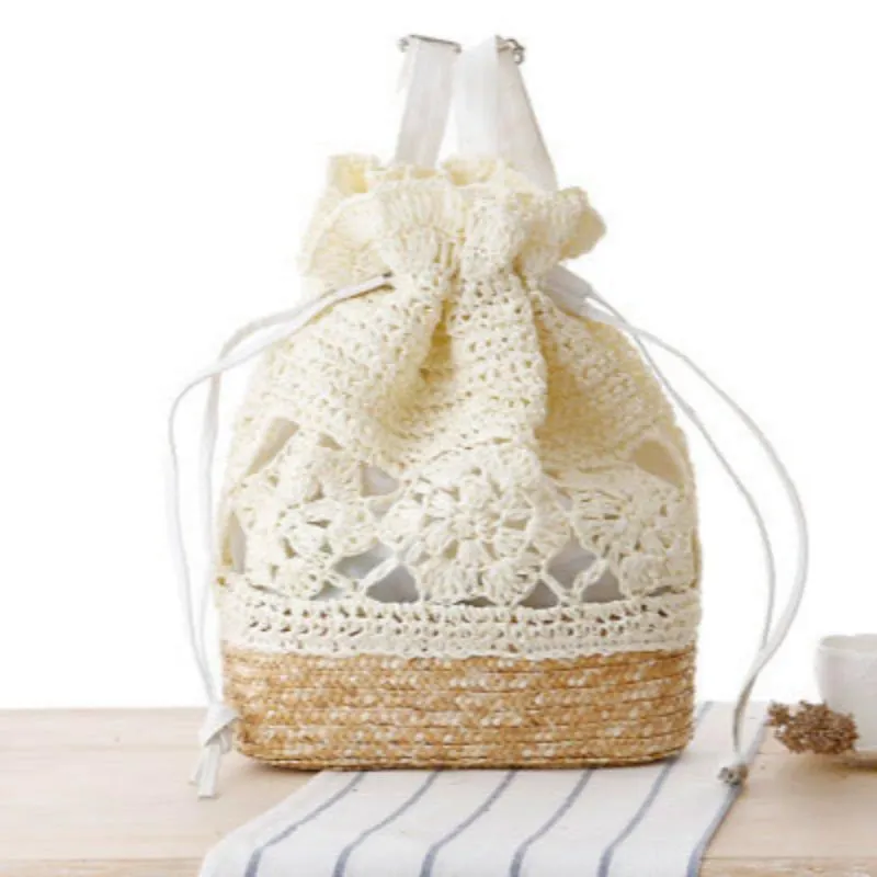 College Style Handmade Crocheted Backpack, Straw Woven Bag, Woven Bag, Leisure Female Bag