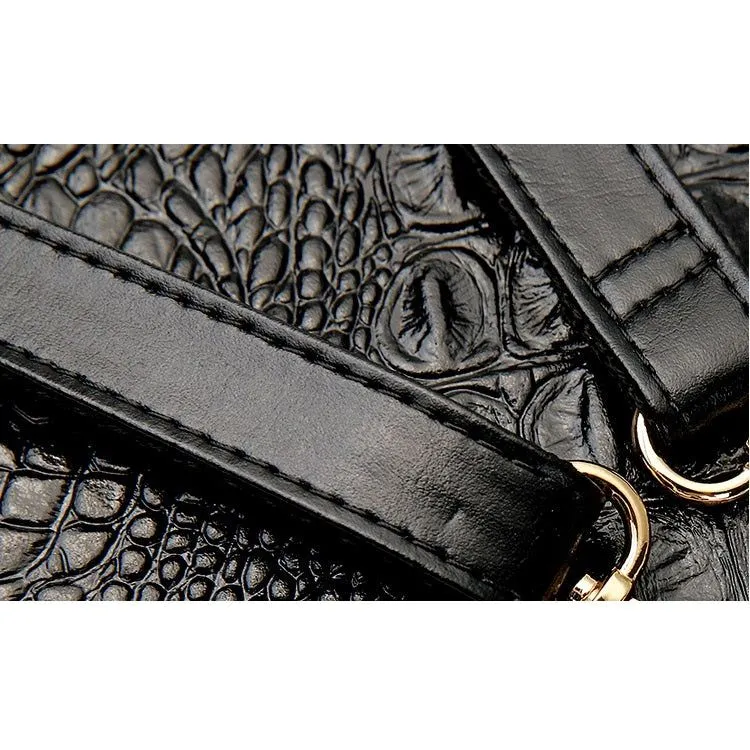 CrocTex Luxe Leather Evening Clutch with Rivet