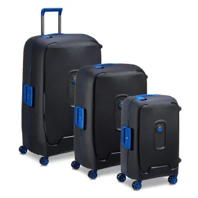 Delsey Moncey 3 PC Hardsided Luggage Set - Black/Blue