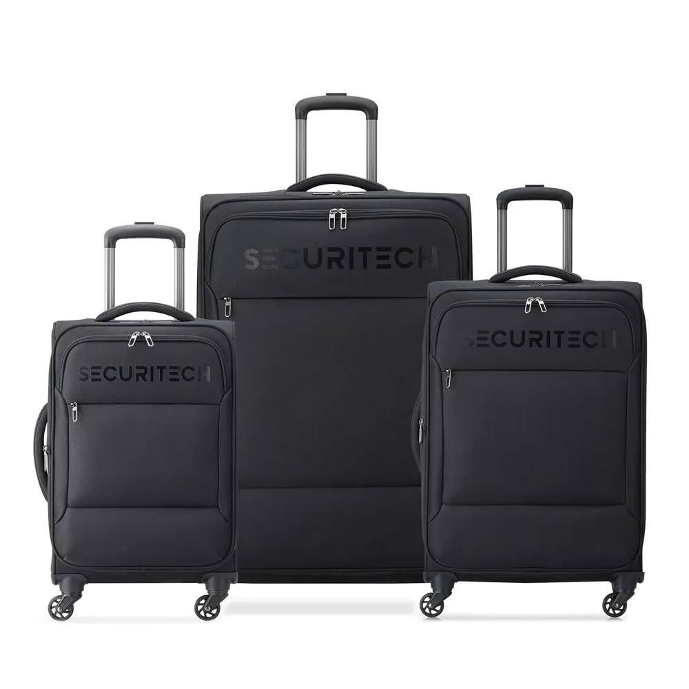 Delsey Paris Securitech Vanguard DY40038 76cm 4 Double Wheels Expandable Cabin Soft Trolley Case - Black