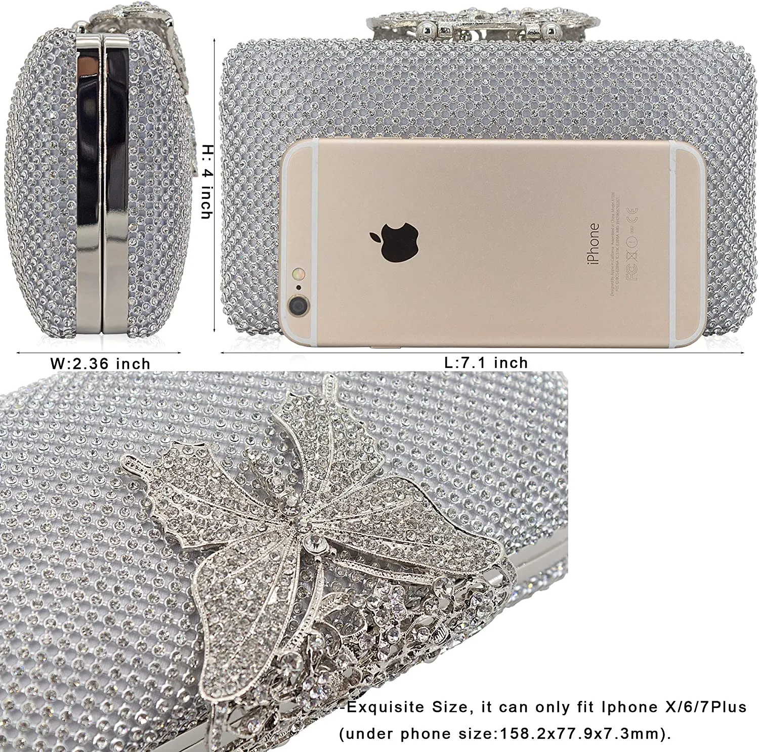 Dexmay Rhinestone Crystal Clutch Purse