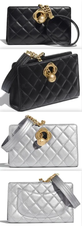 Diamond Padded Clutch  - Black or Silver