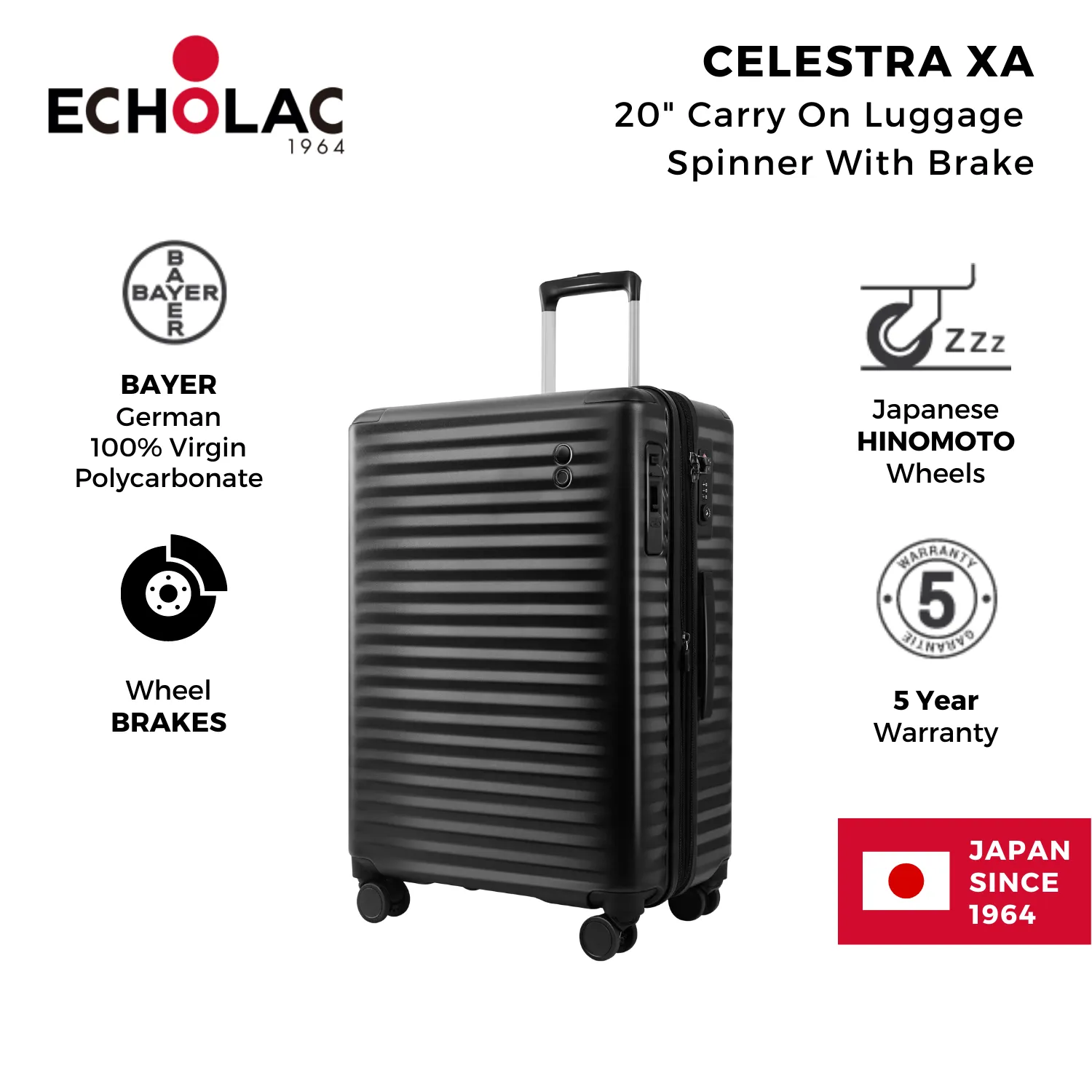 Echolac Celestra XA 20" Carry On Luggage Spinner With Brake