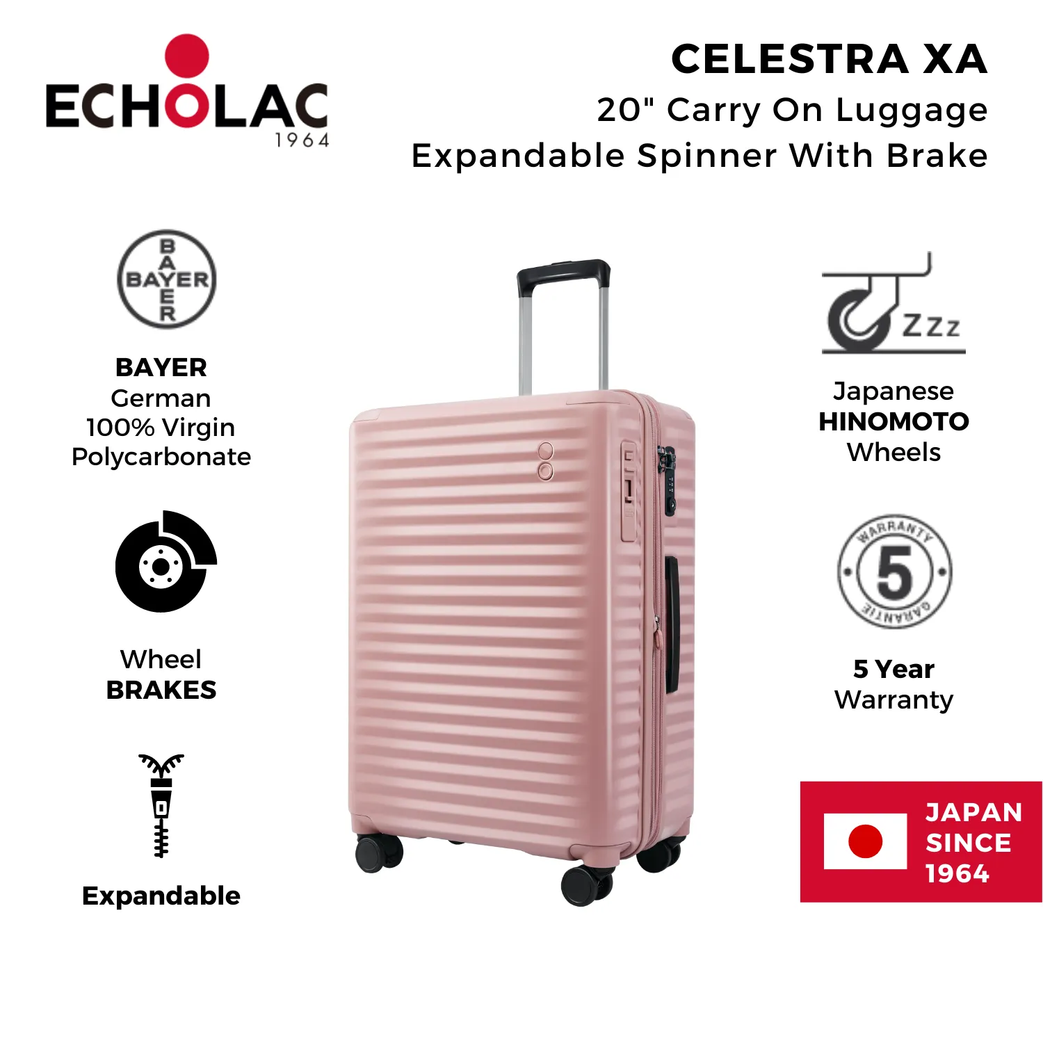 Echolac Celestra XA 20" Carry On Luggage Spinner With Brake