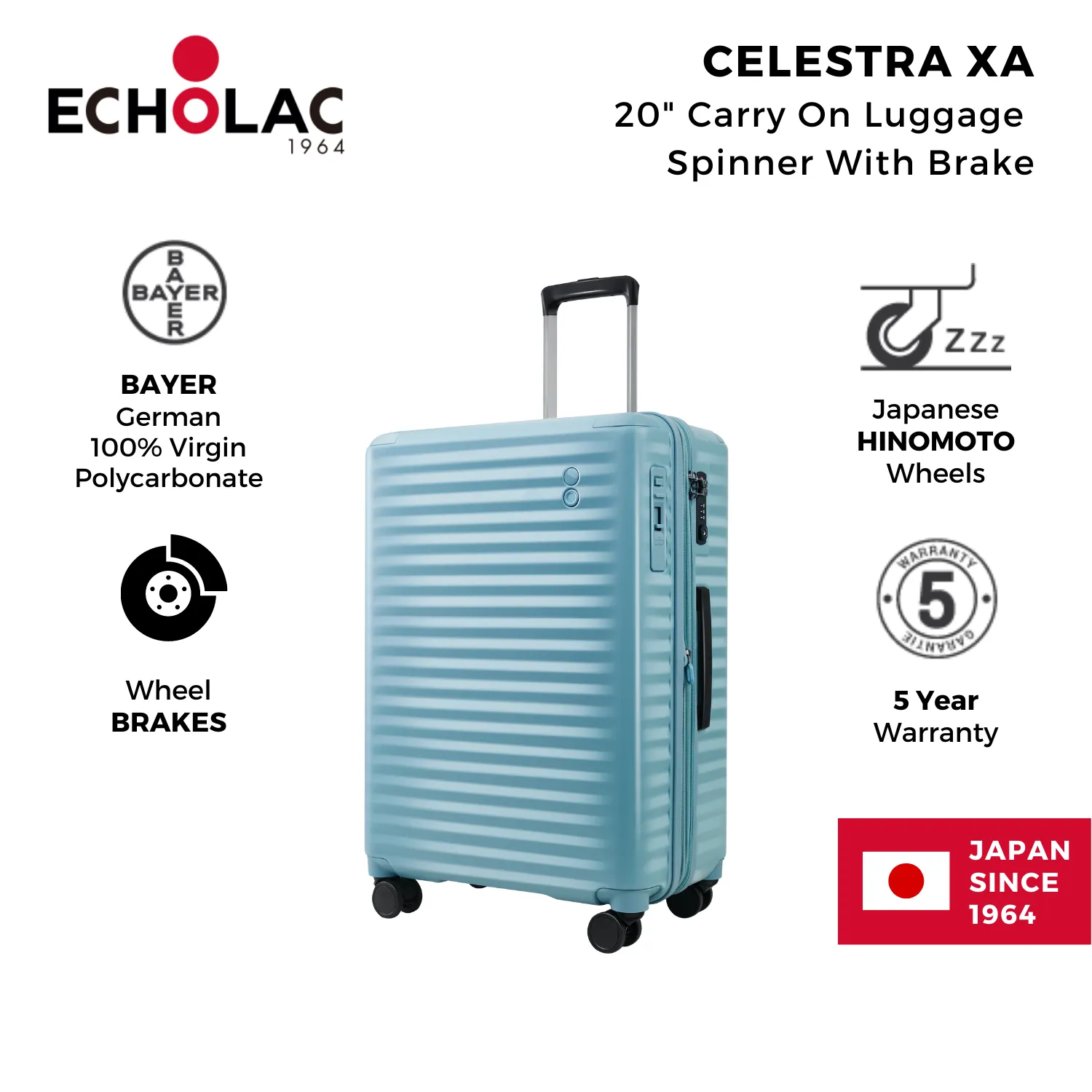 Echolac Celestra XA 20" Carry On Luggage Spinner With Brake