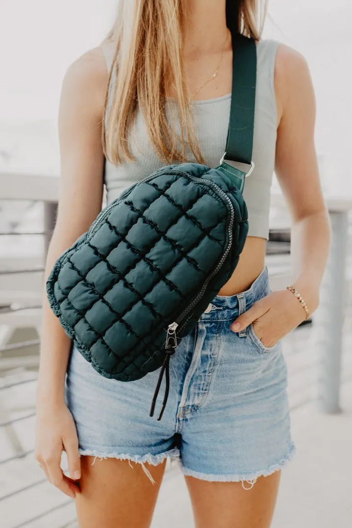 Forest Green Quilted Sling Bag