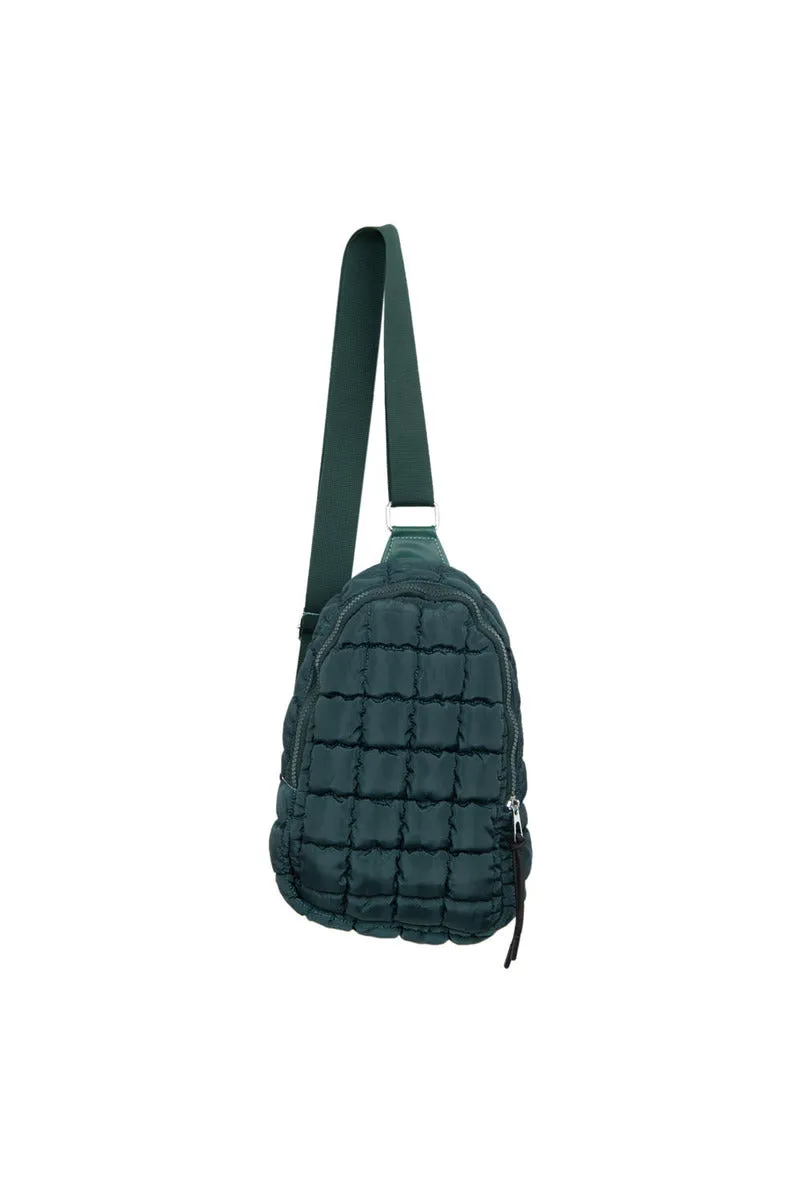 Forest Green Quilted Sling Bag