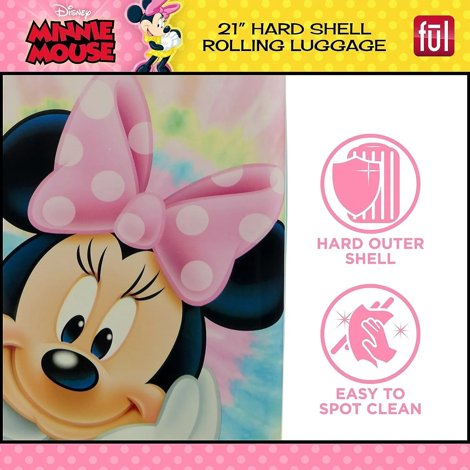 Ful FCGL0030SAMEC-634 Disney Minnie Mouse 21 Inch Kids Rolling Luggage