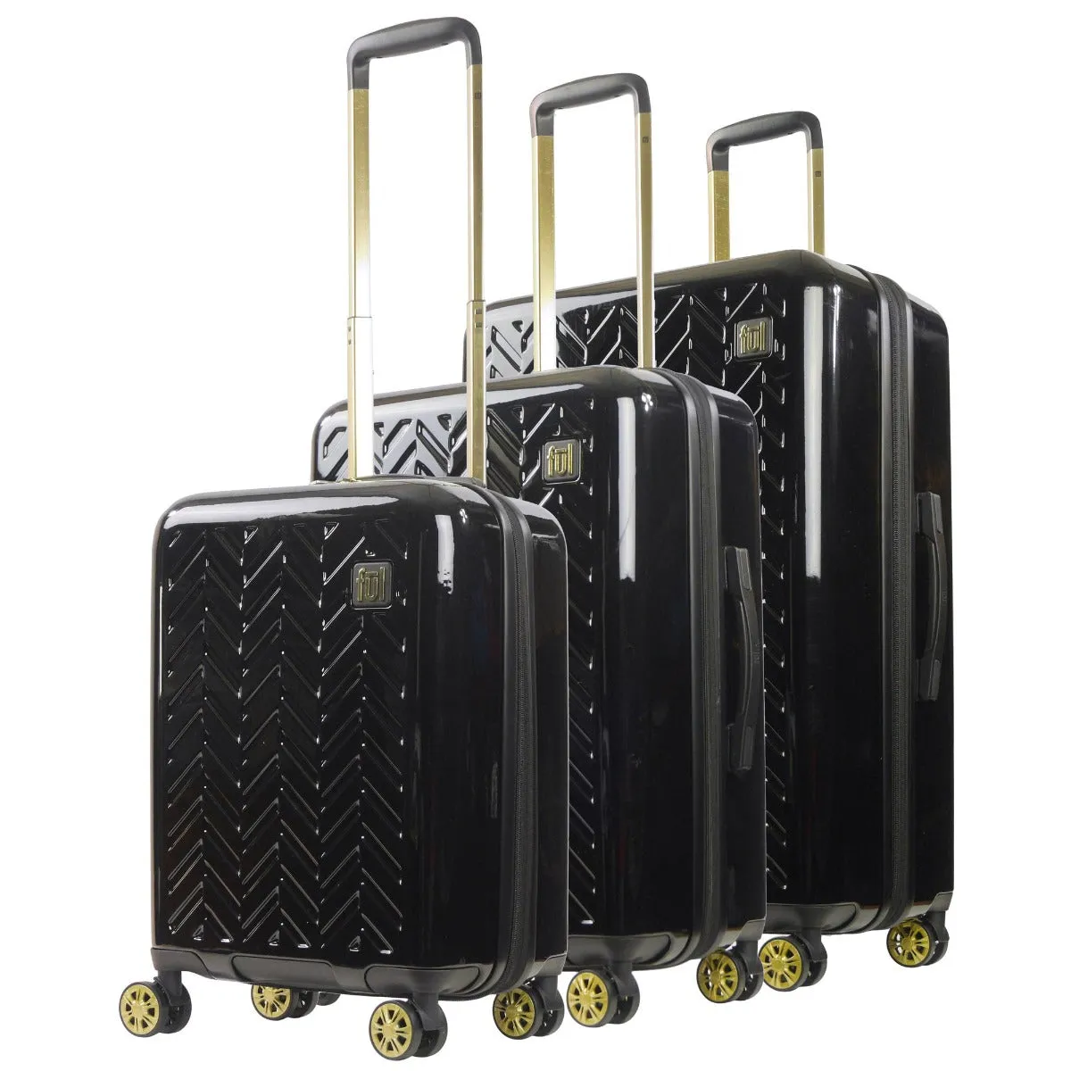 Ful Groove Expandable Hardside Spinner 3 Pc Luggage Set - Black