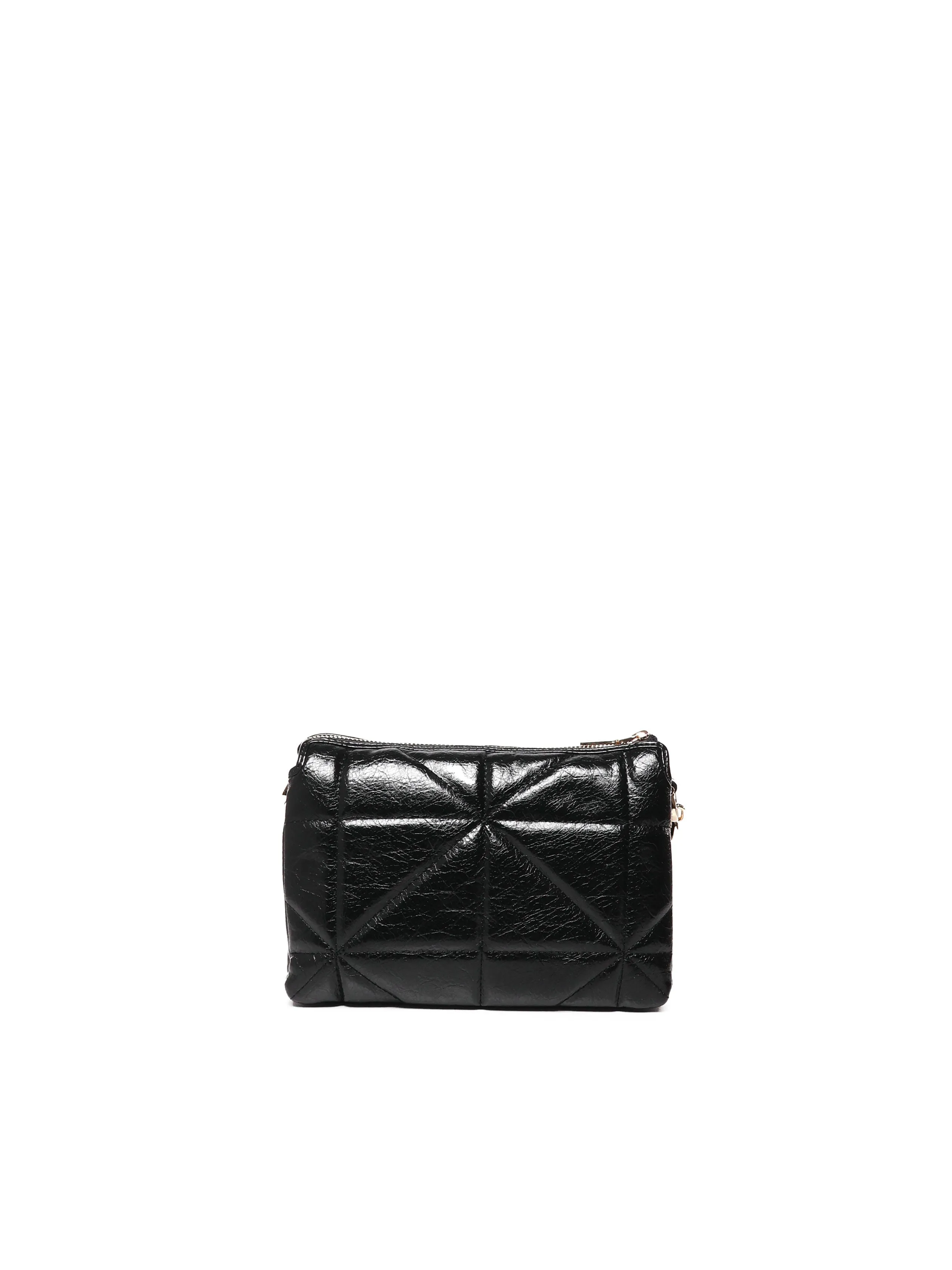 Geometric Quilted Black Shoulder Bag