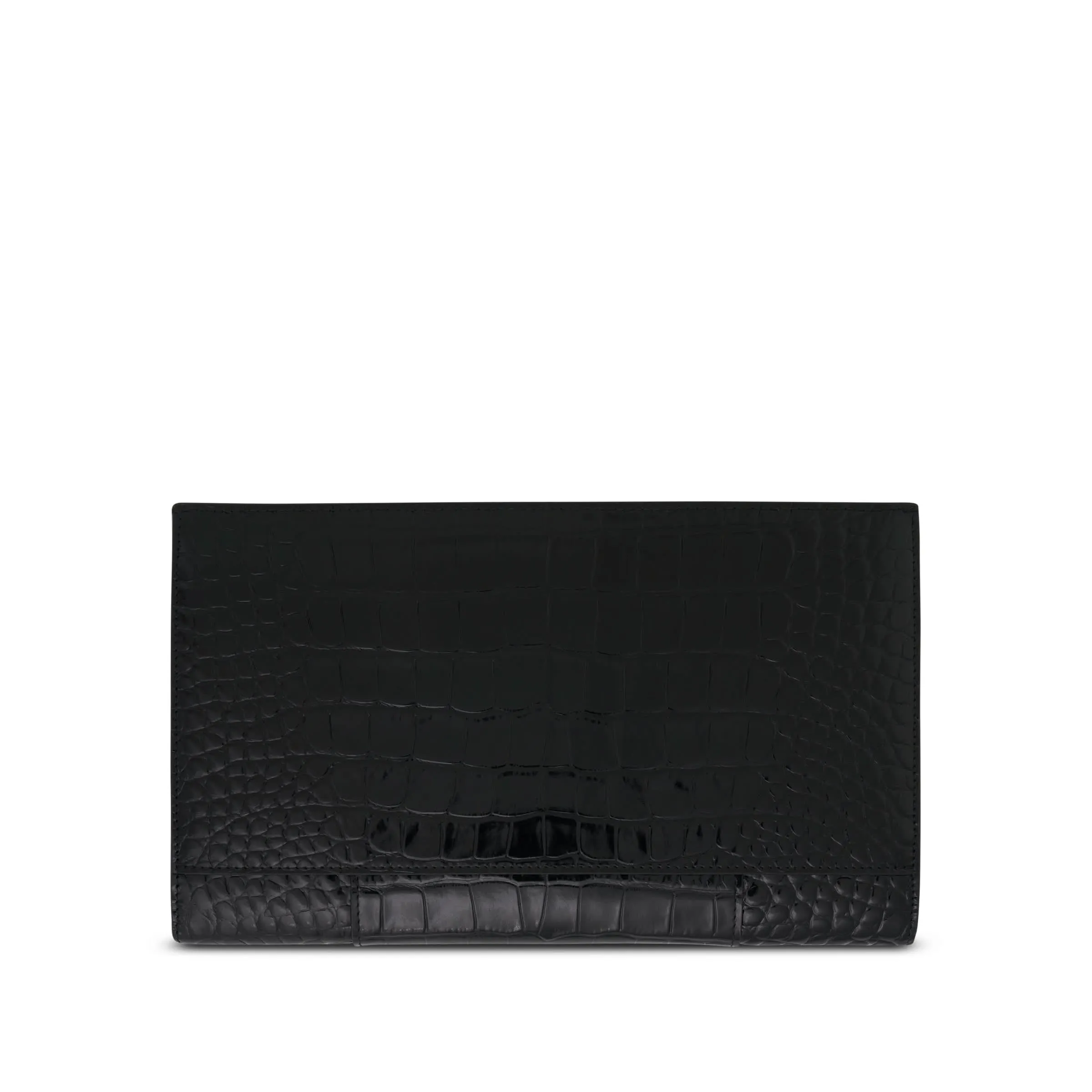 Hourglass Flat Pouch With Flap in Black