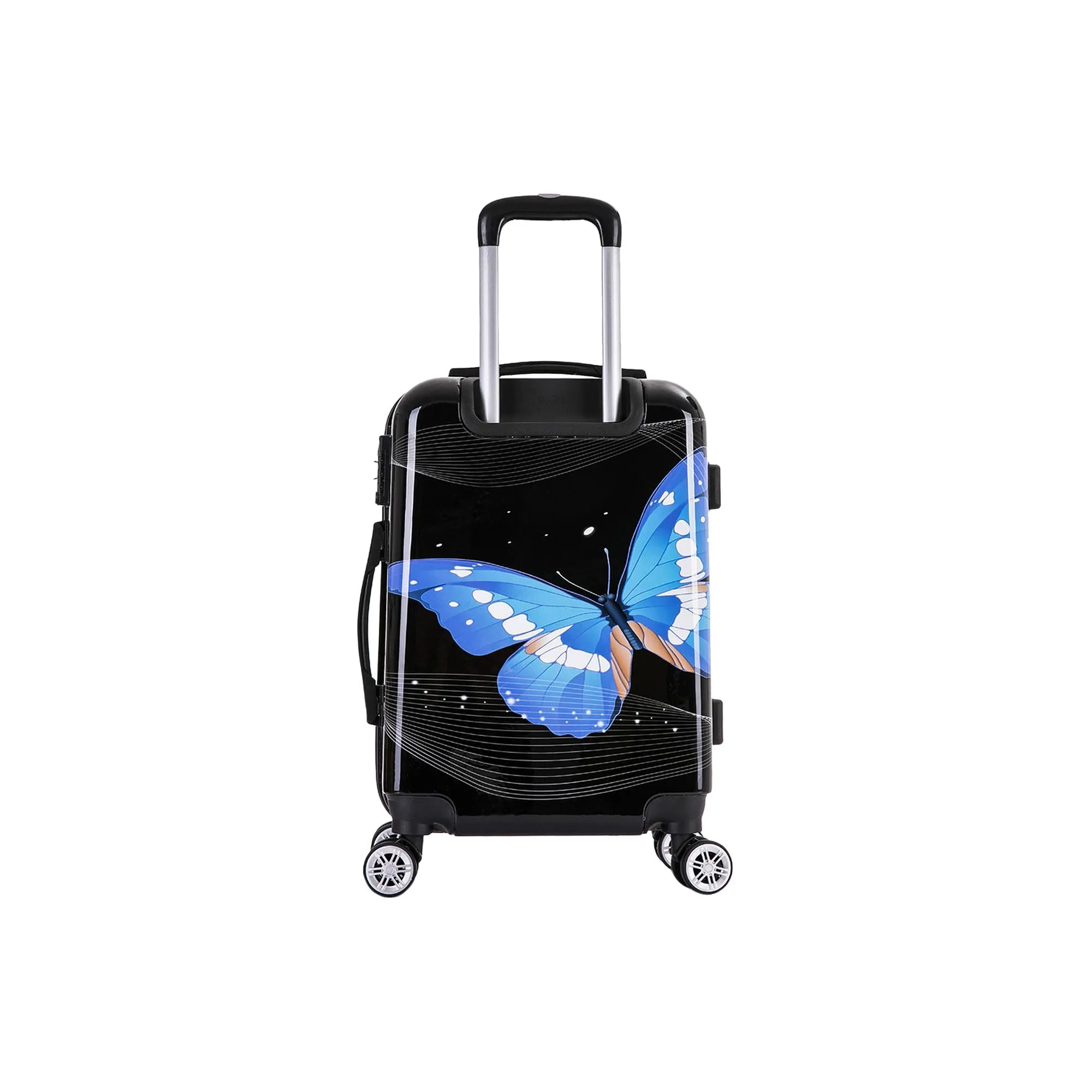 InUSA Black Butterfly Prints Lightweight Hardside Spinner 20 inch Carry-on