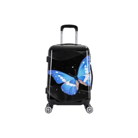 InUSA Black Butterfly Prints Lightweight Hardside Spinner 20 inch Carry-on