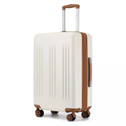 Kono 3 Piece Luggage Set - Expandable Suitcase with TSA Lock, Spinner Wheels - Cream and Brown (20/24/28 Inch)