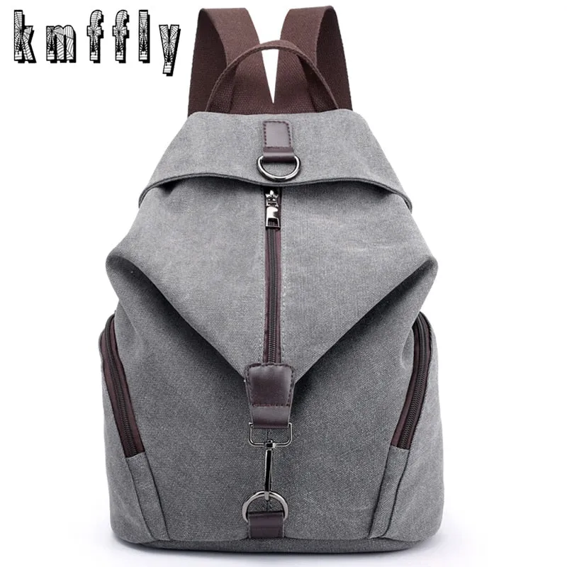 Korean-Inspired Canvas School Backpack for Women