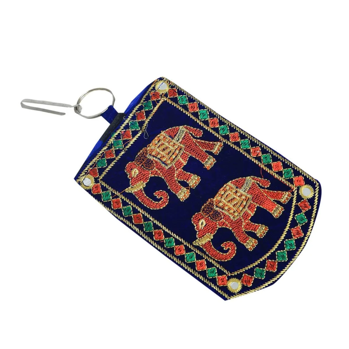 Kuber Industries Designer Embroided Velvet Phone Pouch Cover with Purse Pocket and Sari Hook