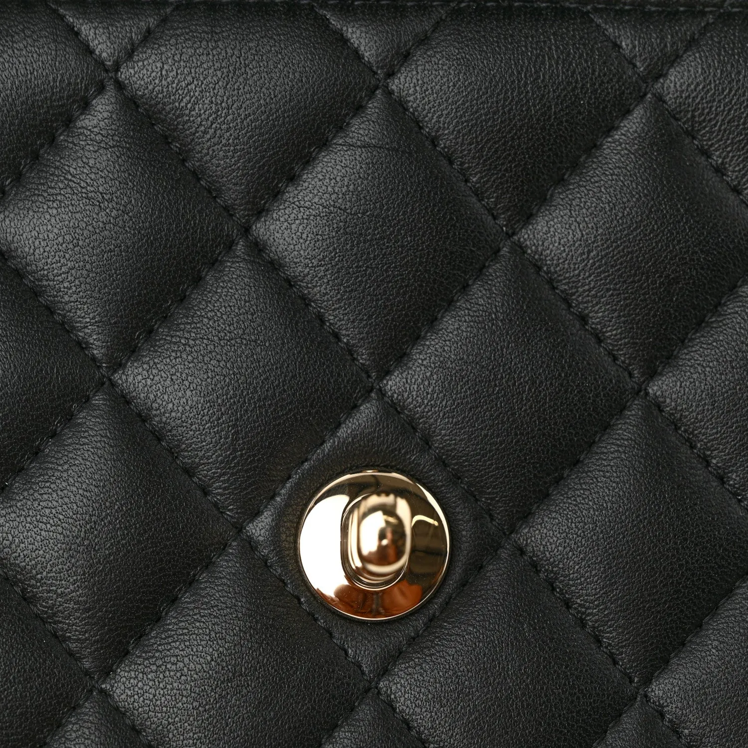 Lambskin Quilted Mini Lion Charm Top Handle Rectangular Flap Black