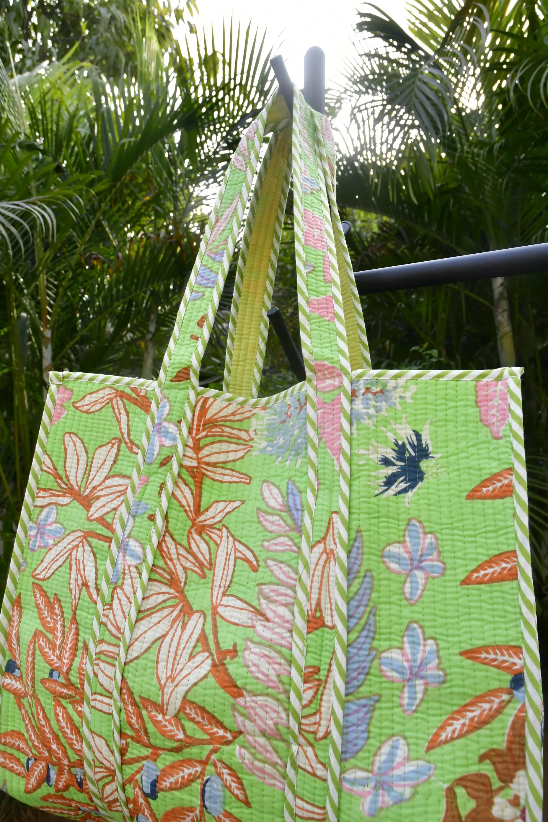 Light Green Floral Tote, Handcrafted, Eco-Friendly and stylish