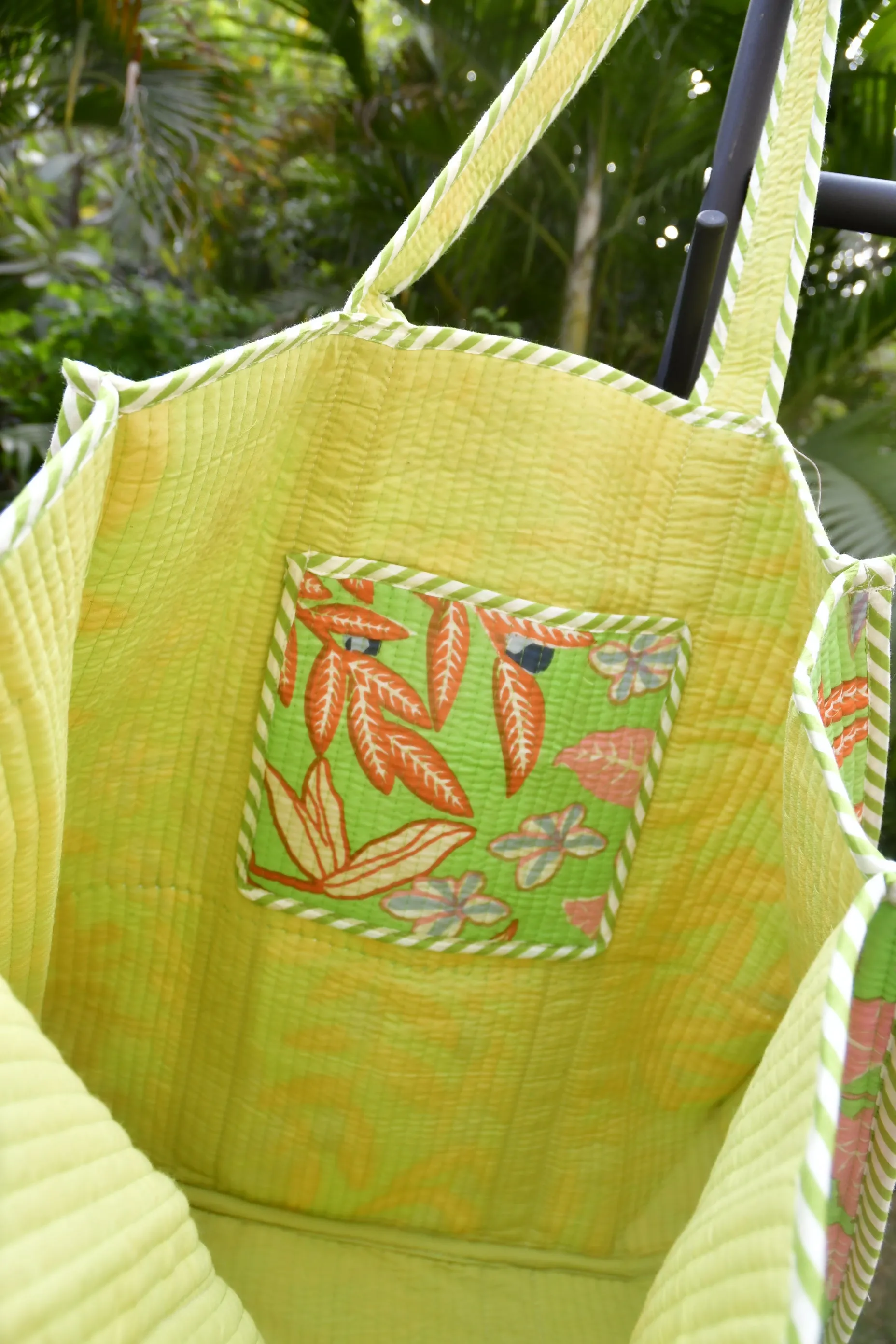 Light Green Floral Tote, Handcrafted, Eco-Friendly and stylish