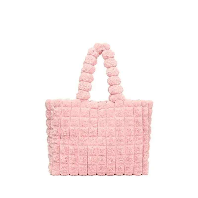 Little Addiction Plush Pink Quilted Tote Bag