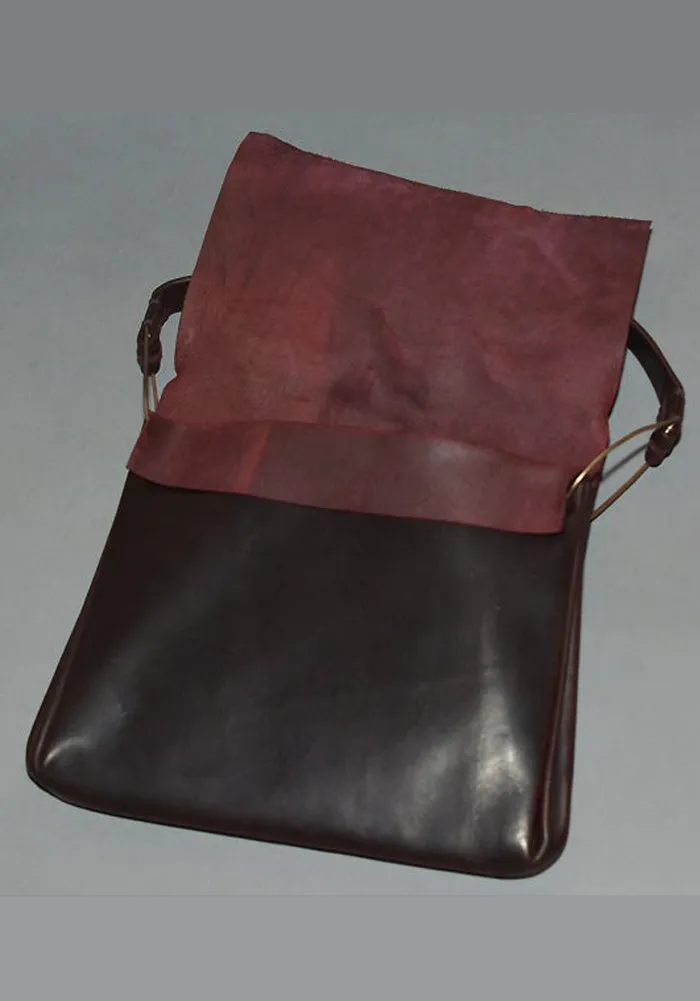 m.a  by Maurizio Amadei ACCORDION LEATHER HAND BAG AUBERGIN