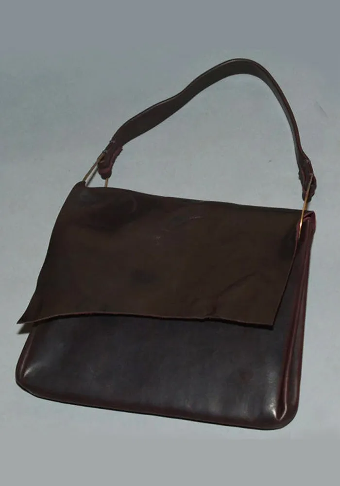 m.a  by Maurizio Amadei ACCORDION LEATHER HAND BAG AUBERGIN