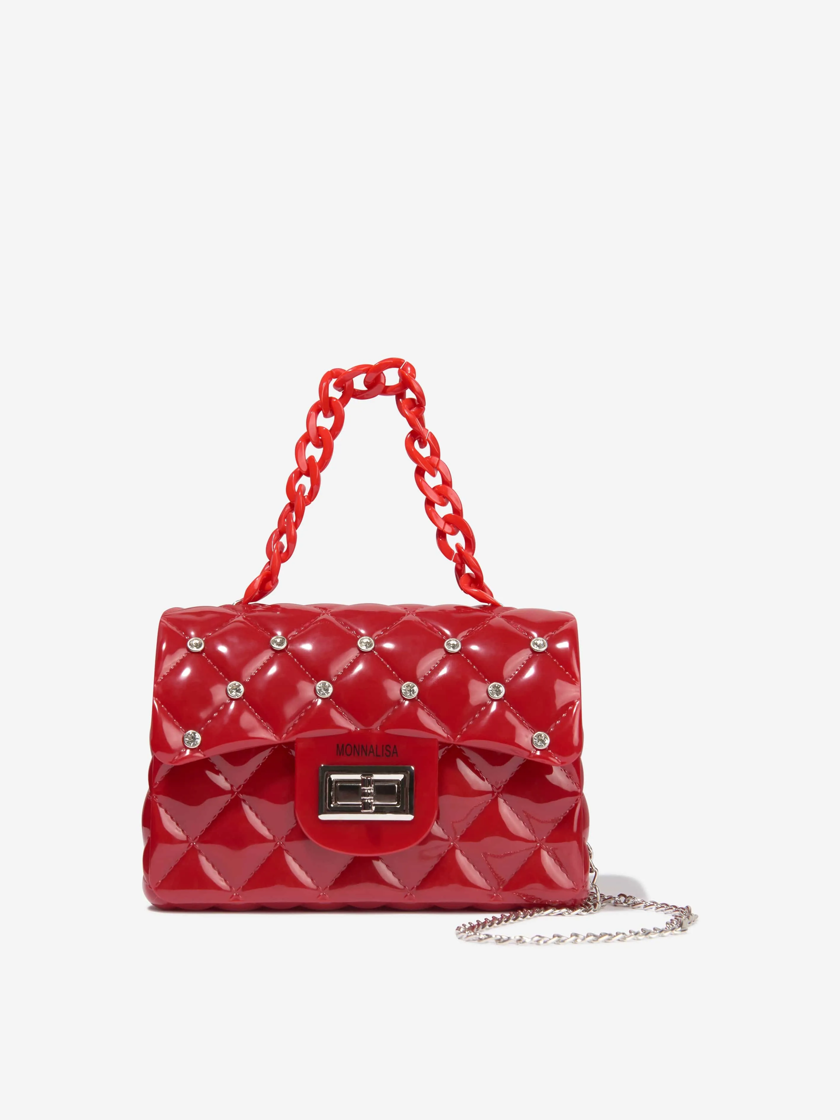 Monnalisa Girls Diamante Quilted Bag in Red