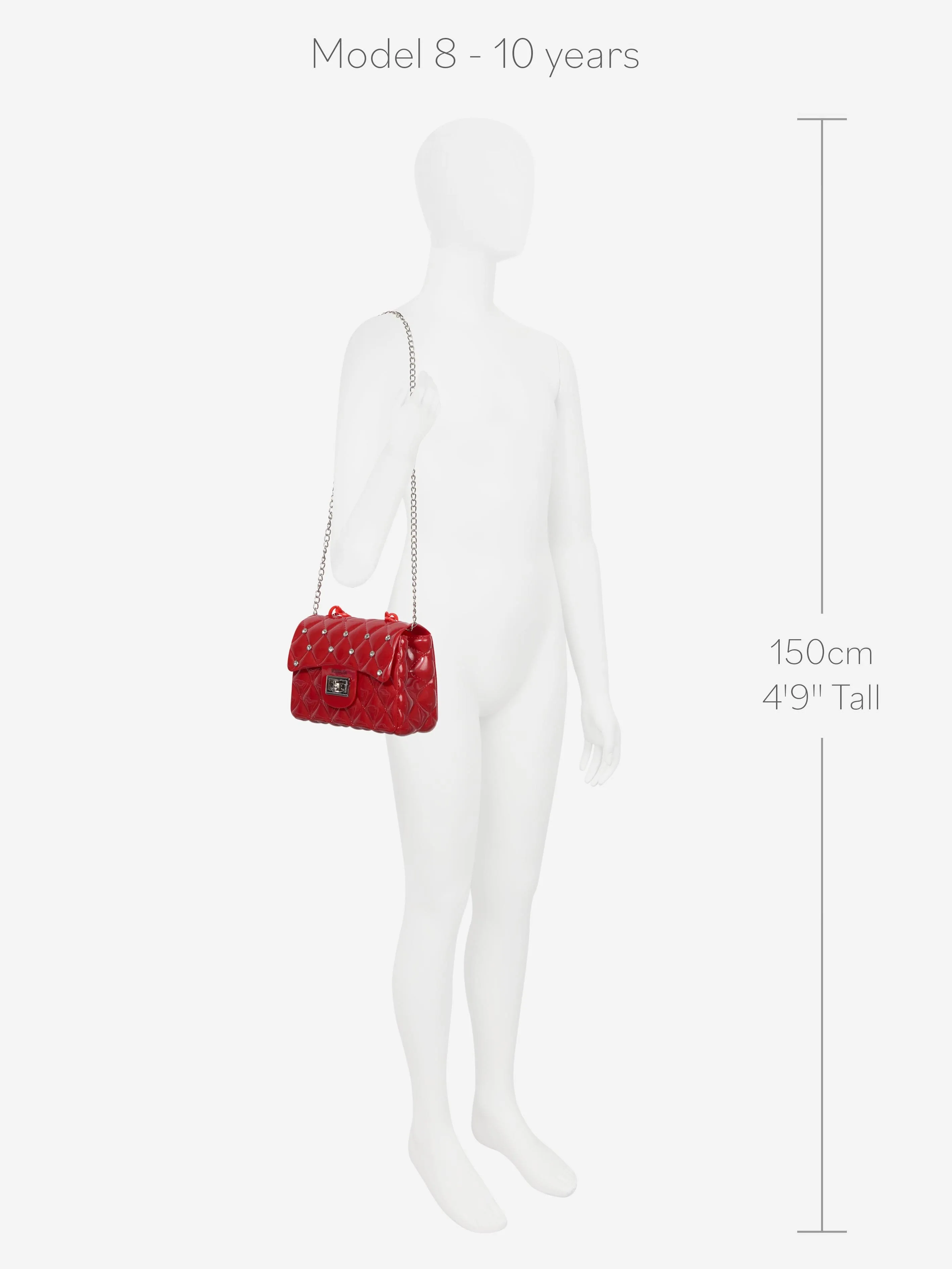 Monnalisa Girls Diamante Quilted Bag in Red