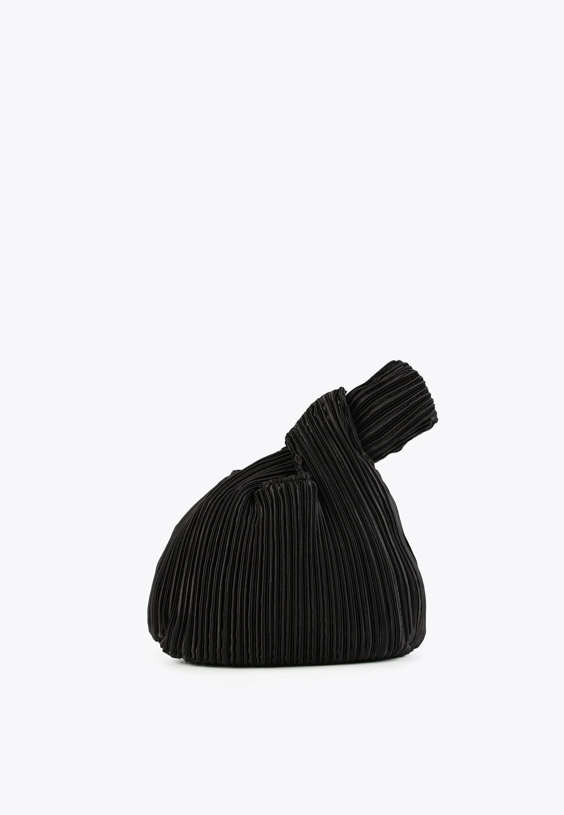 Pleated sateen evening bag