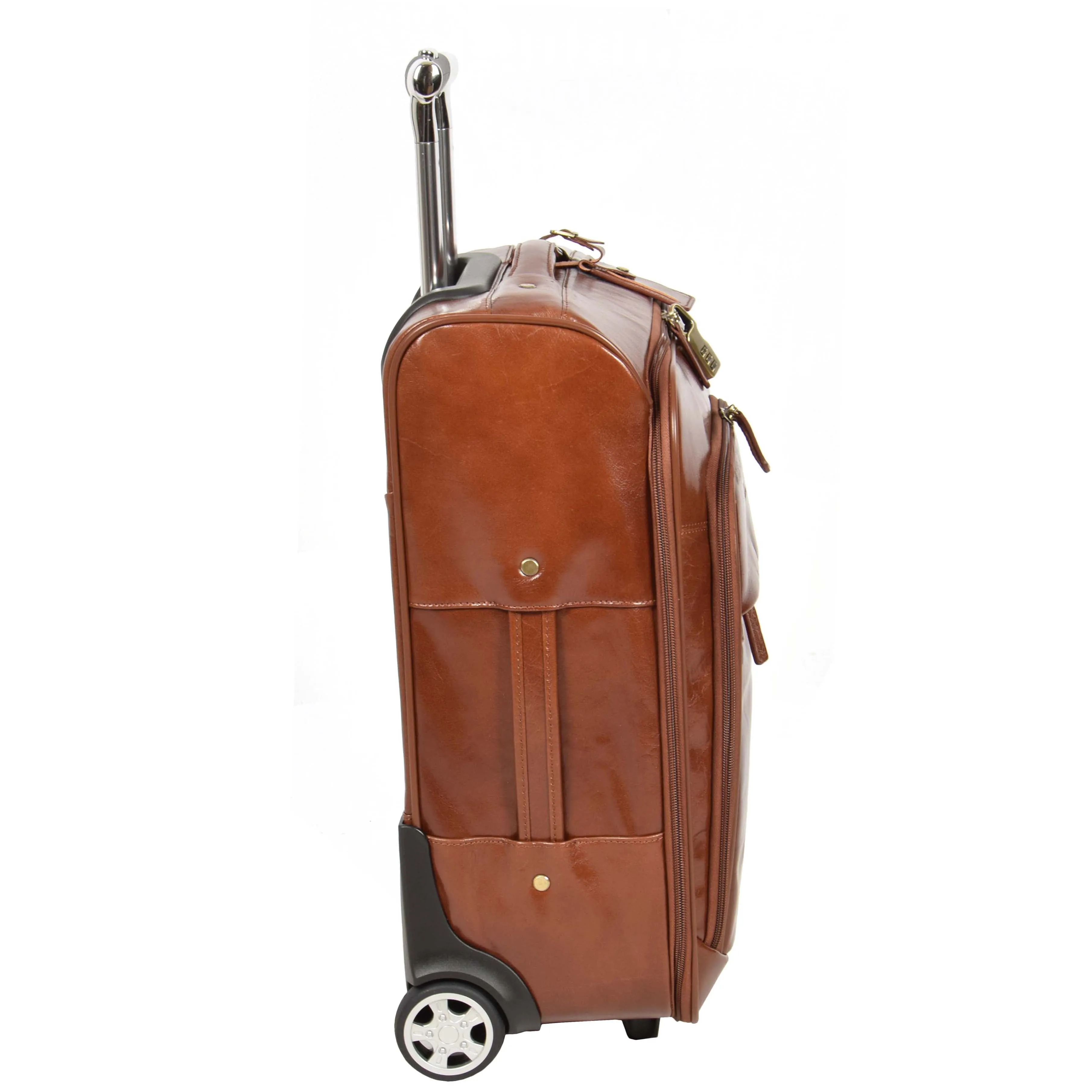 Real Leather Suitcase Cabin Trolley Hand Luggage A0518 Chestnut