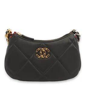 S19 Quilted Black Crossbody Bag in Lambskin