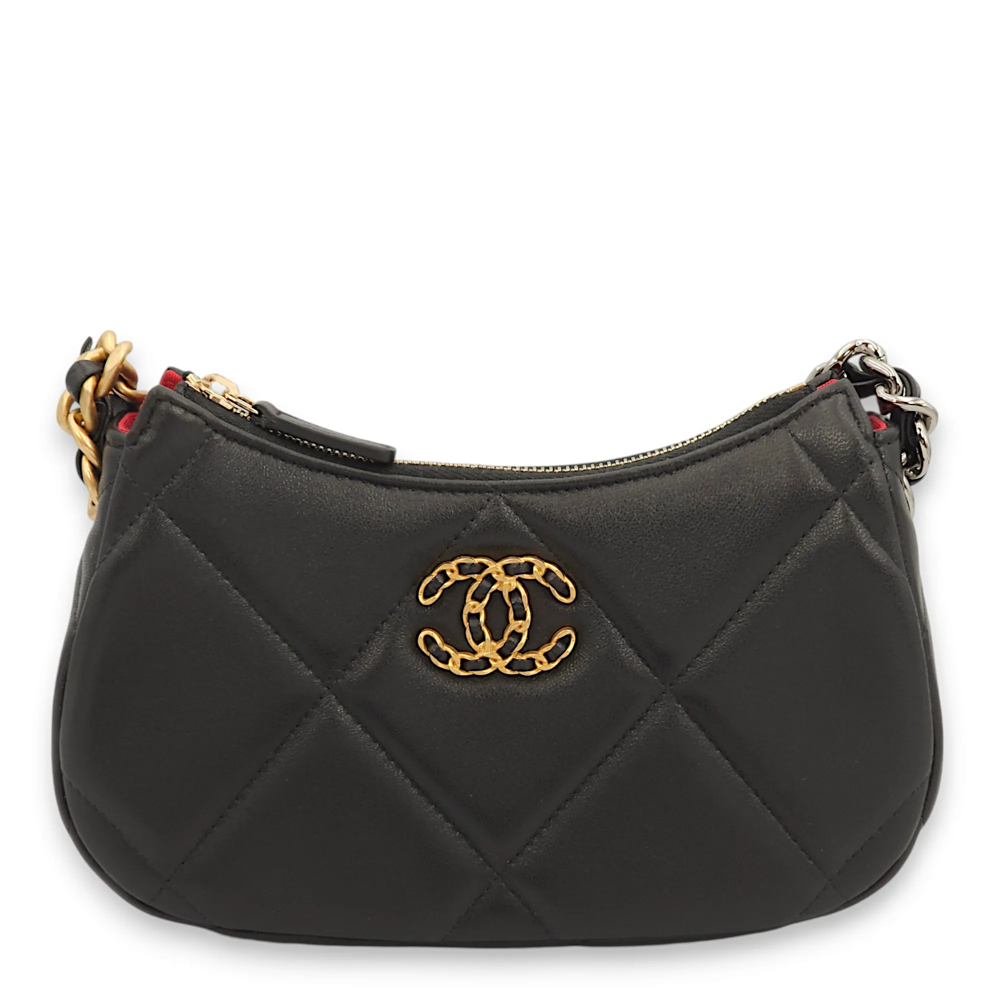 S19 Quilted Black Crossbody Bag in Lambskin