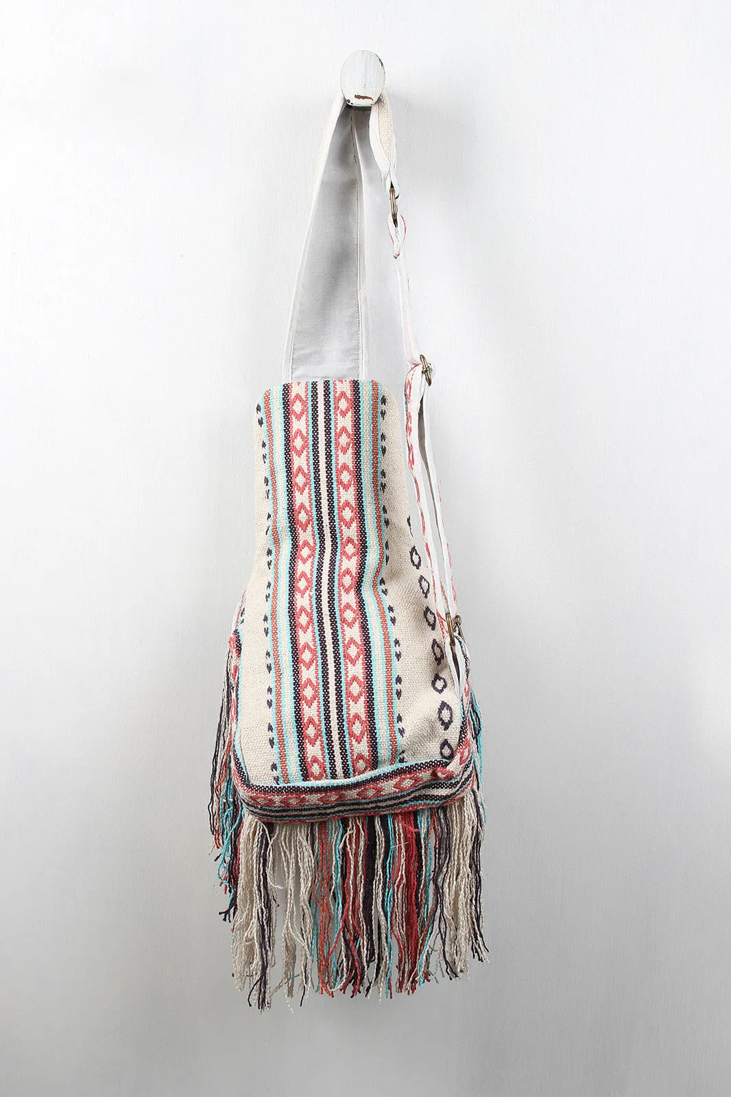 Single Shoulder Navajo Print Fringe Backpack