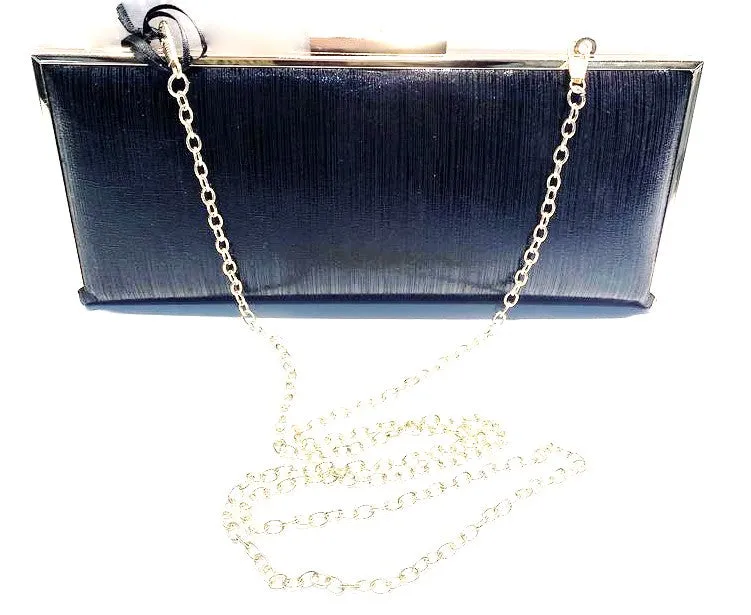 Small Black Evening Clutch  Bag with Gold Chain