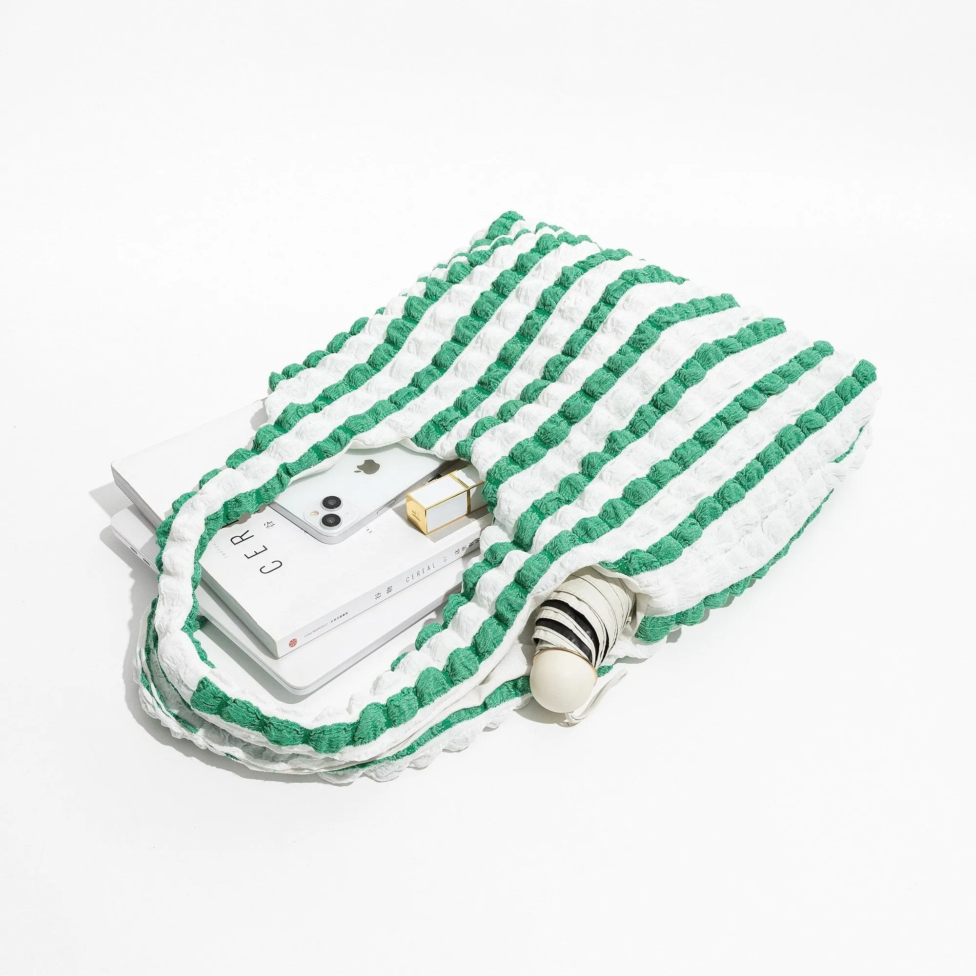 Soft Girl Quilted Striped Handbag